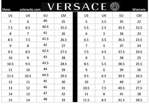 Versace sizing chart